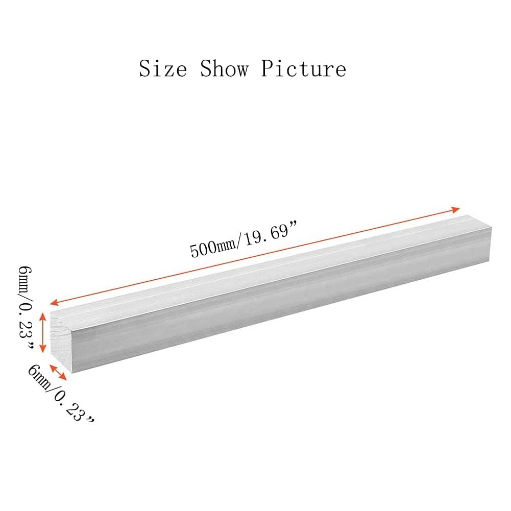 2 Pcs 6061 Aluminum Square Rod Solid for DIY Metal Craft Working Hobbies Airplanes Ships, 6mmX6mmX500mm