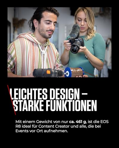 Canon EOS R8 Systemkamera + RF 24-50mm F4.5-6.3 is STM Objektiv - Spiegellose Vollformat Kamera (Digitalkamera mit Autofokus und Motiverkennung für Augen Tiere Fahrzeuge, 4k Videokamera, WiFi) – Bild 5