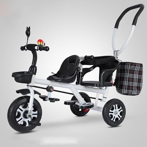 Triciclo para niños, triciclo para bebés 3 en 1 con doble asiento y barra de empuje extraíble para los padres, para niños de 1 a 6 años, para niñas, para regalar como juguete de exterior, para niños e