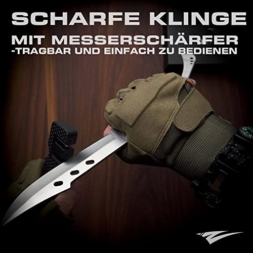 Foto von Zetterrank Taschenmesser 440C Stahl,Klappmesser mit Scharf Großer Klinge,Legal tragen Zweihandmesser, Stiletto Jagdmesser, für Männer EDC Outdoor Messer.