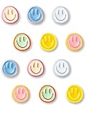 Mymazn 12Pcs Fridge Magnets Cute Refrigerator Magnets, Colorful Magnets for Whiteboard Cabinet Locker, Resin Smile Face Decorative Magnets for Classroom Kitchen Office