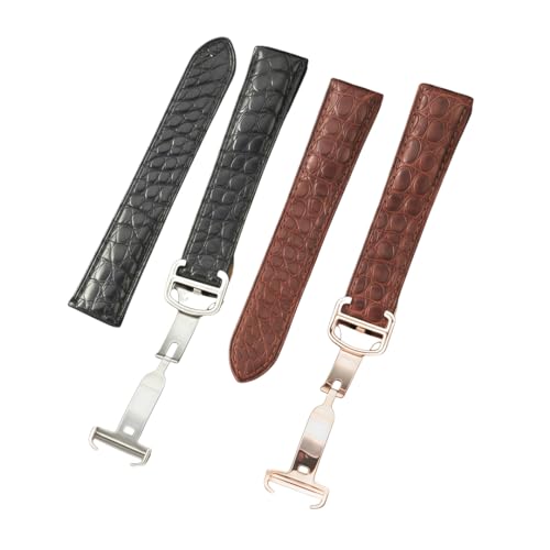 Bracelet montre acier inoxydable et cuir véritable avec boucle déployante