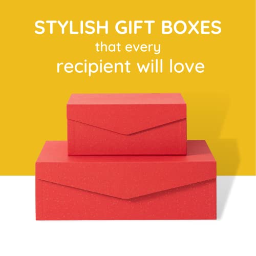 Soul & Lane Red And Gold Magnetic Gift Boxes For Presents (Pack Of 2): Stackable Gift Cartons With Lids, Rectangle Christmas Boxes, Bridesmaid Gifts Containers, Decorative Nesting Keepsake Boxes #TOP3