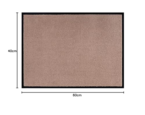 Hanse Home Washable Indoor and Outdoor Doormat Plain Door Mat Dirt Trapper Mat Dirt Trapper Mat Entrance Rug Non-Slip Sizes 40 x 60 cm Beige - Image 2