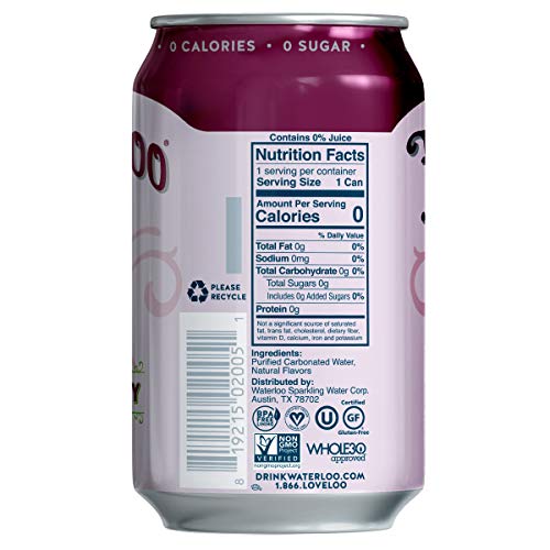 Image of Waterloo Sparkling Water, Black Cherry Naturally Flavored, Pack of 24, 12 Fl Oz Cans | Zero Calories | Zero Sugar or Artificial Sweeteners | Zero Sodium