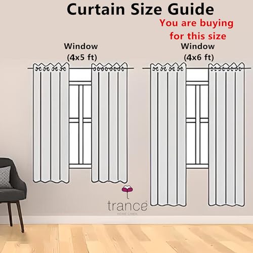 Trance Home Linen Floral Printed Living Room Bedroom Office Windows Curtain | 100% Cotton Eyelet Ring Parde | 6 Feet Semi Room Darkening Curtains |Premium Parda (Jaal Mauve - Set 2, 6Ft Curtains)