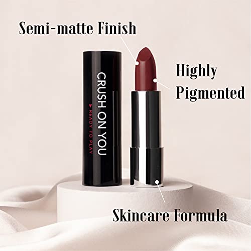 Ready To Shine Matte Vegan Lipstick With Creamy Satin Finish, Dramatic, Sunset Strawberry Hue Lip Color -Crush On You (303-I Still Believe) #TOP1