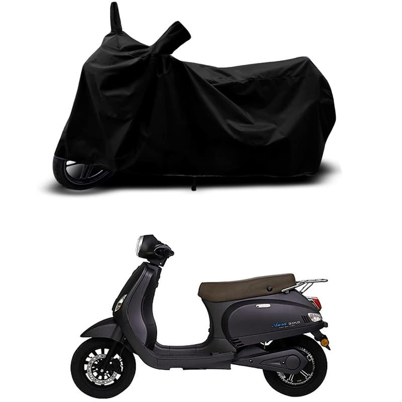 Image of 100% Scratchproof /UV-Rays /Heat Protection /Birds Dropping /Water Resistant /Dust Proof /Waterproof /Full Bike Scooty Two Wheeler Body Cover Compatible for Benling Aura STD All Varients[Black]