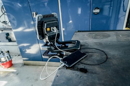 Brennenstuhl klemmbarer LED Arbeitsstrahler CL 1050 MA (10W, 950lm, IP65, Akku LED Arbeitsleuchte mit Neigungswinkel, USB, Powerbank, Engineered in Germany)