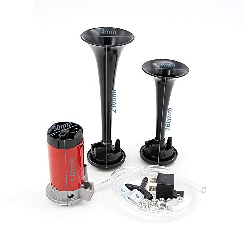 Sangmei Conjunto de compressor de buzina de ar elétrica dupla 12V para buzina de ar elétrica de 130d