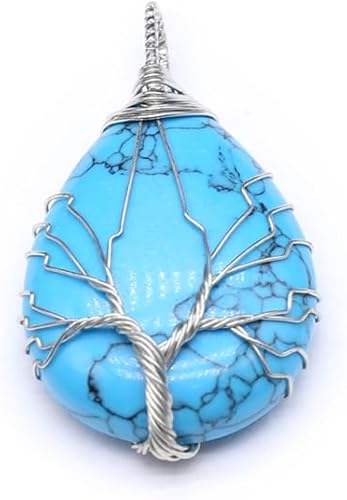 Miniatura 4 de 4 colgantes de piedra natural con forma de gota de agua al azar, cristal curativo, ágata de árbol de la vida, dijes para hacer joyas, collares,