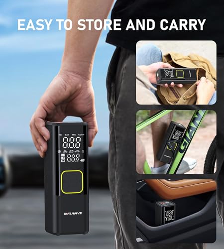 Image of Tire Inflator Portable Air Compressor, 150 PSI Cordless Air Pump for Car Tires with Digital Pressure Gauge, 3X Faster Tire Pump for Cars, Motorcycle, Bicycle, Balls with LED Light, Auto Shut-Off