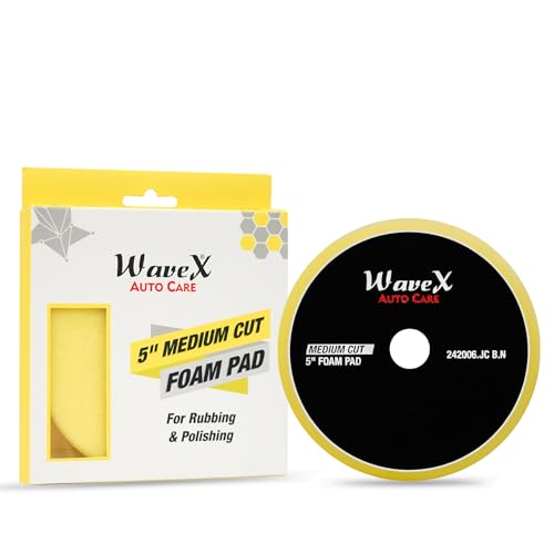 Image of Wavex 5-Inch Medium Cut Foam Pad for Car | Low Profile 20mm Design for Extreme Performance | Medium-Density Foam for Balanced Correction | Compatible with DA & Rotary Polisher | Washable & Reusable