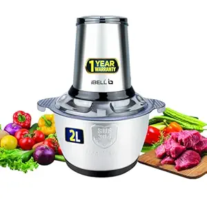 IBELL Mt200Sl Meat Grinder/Mincer, 2 Litre Stainless Steel Bowl, 700 Watts, Multi Purpose Chopper For Meat, Vegetables, Onion, Garlic Slicer, Fruit & Nuts (Silver)