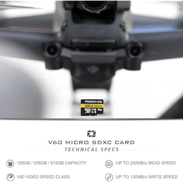 Карта V60 microSD 128 ГБ - протестирована для полноразмерных SD-карт чтение до 250 МБ с запись 130 МБ с ProGrade Digital