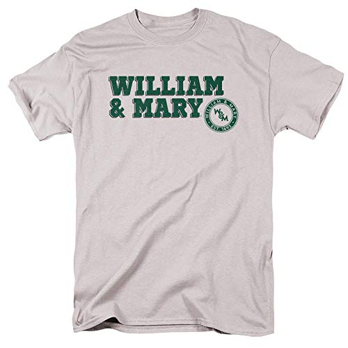 William & Mary Official Block Text Unisex Adult T-Shirt, Silver, Large