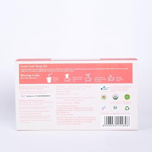 Image of Luxmi Estates Loose Leaves Sleep Tea Gift Box - 1 Valerian Dream, 1 Vanilla Spice Chai, 1 Bucket Infuser & 1Spoon, Premium Green & Herbal Tea Variety Pack, Gift Set for Men and Women, Healthy Gift Pack, Loose Leaves | Valentines Day Gifts for Him & Her