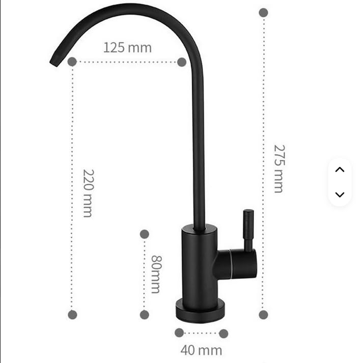 Image of Parijata SS Black Faucet for RO Water Purifier (Black)