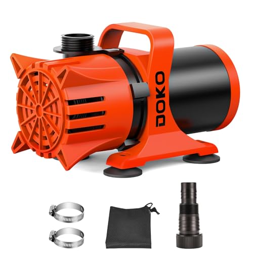 Image of DOKO 4500GPH Submersible Water Pump, 180 Ajustable Pond Pump with 20FT Power Cord 220W Ultra Quiet Aquarium Pump for Pond, Fountain, Waterfall, Fish Tank, Hydroponic, Statuary