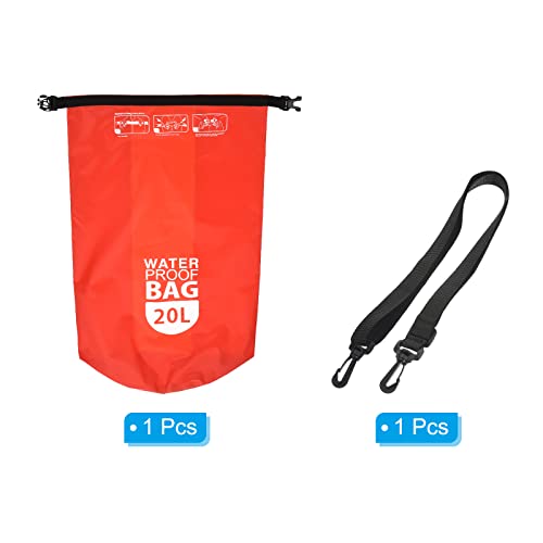 PATIKIL Floating Waterproof Dry Bag, 20L Outdoor Float Dry Bag Roll Backpack with Clear Window for Boating Rafting Kayaking Red - Image 3