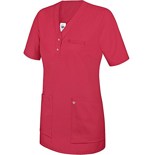 BP 1740-435-188-M Überzieh-Kasack für Frauen, 1/2 Hülse, V-Ausschnitt mit schmalem Druckknopfband, 180,00 g/m² Stoffmischung, Koralle ,M