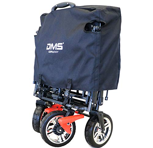 DMS Faltbarer Bollerwagen mit Dach | klappbarer Handwagen/Transportwagen | Vollgummi-Reifen | inkl. Anschallsystem für Kinder | mit Tragetasche und Bremssystemen – Bild 6