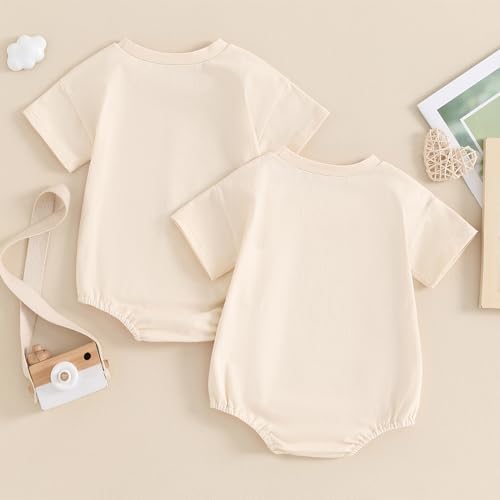 Infant Baby Girl Summer Clothes Short Sleeve Crewneck Letter Oversized Romper Shirt Bodysuit Cute Newborn Outfit3