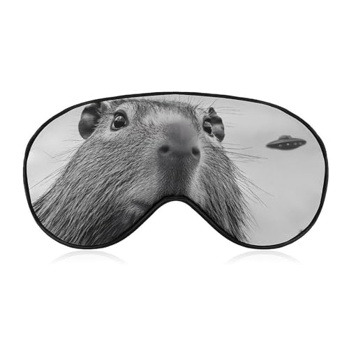 Aliens Capybara Sleep Mask Eye Shade Cover Adjustable Strap for Travel Lunch Break Women Men