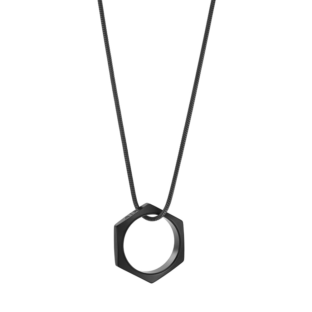 Armani Exchange Hombre Collar de acero inoxidable o cuero con colgante y cierre de mosquetón
