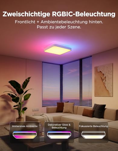 Govee Deckenlampe RGBIC 48,5W, Smart Led Deckenleuchte 4300lm, Ø38cm – Ansicht 2