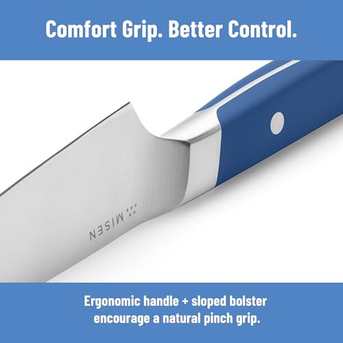 Image of Misen 5.5 inch Utility Knife - High Carbon Japanese AUS-10 Stainless Steel - Hybrid German & Japanese Blade - Precision Kitchen Knife for Professionals & Home Cooks - Ultimate Cutting Performance - Blue