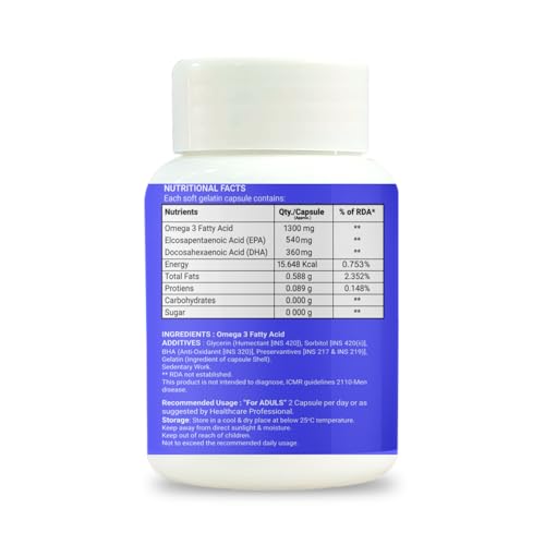 Image of Coitus Fish Oil Capsules Ultimate Omega-3 Supplement, For Men And Women, 1300mg, 60 Soft Gels, Supports Heart Brain & Immune Health
