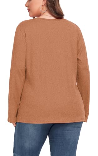 Women's Plus Size Tops Long Sleeve Tee Shirt V Neck Basic Ladies Loose Fit T Shirt3