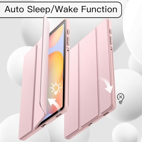 JETech Case for Samsung Galaxy Tab S6 Lite 10.4-Inch 2024/2022/2020 with S Pen Holder, Slim Tablet Cover with Soft TPU Back, Auto Wake/Sleep (Pink Gold)