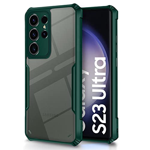Image of Pikkme Samsung Galaxy S23 Ultra 5G Back Cover | Crystal Clear Transparent Back | Ultra Hybrid | Full Camera Protection | Raised Edge | Bumper Back Case (Green)