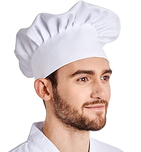 Chef Hat for Men and Women - Cute Chef Hats for Adults, The Perfect Pizza Chef Hat, Mens Chef Hat White