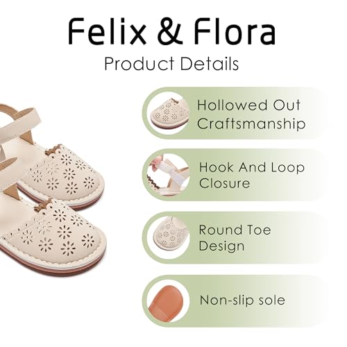 Image of Felix & Flora Toddler Girls Sandals Soft Rubber Princess Flat Shoes Flower Girl Shoes