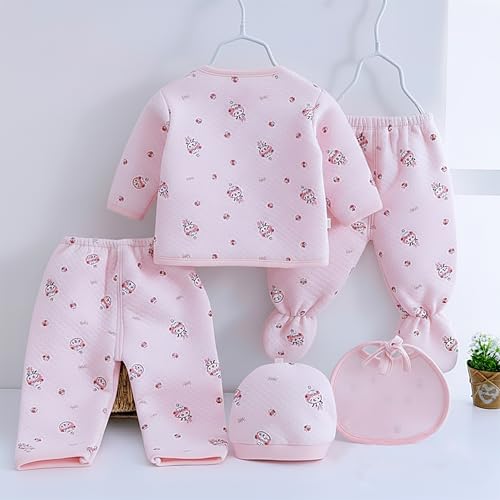 Image of Presents New Born Baby Winter Wear Printed Baby Clothes 5Pcs Sets 100% Cotton Boys Girls Unisex Baby Cotton /Winter or Flannel Suit Infant Clothes