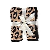Leopard Knitted Throw Blanket Super Soft Cozy Warm Microfiber Leopard Print Blanket 50"x60"Lightweig