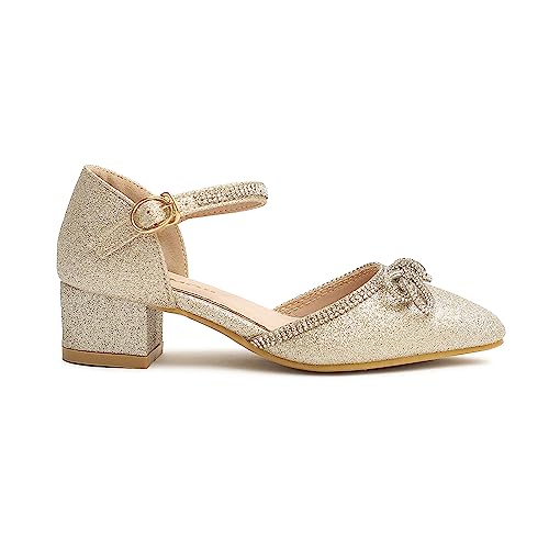 Image of Amoji Girls High Heels Kid Ankle Strap Dress Shoes Wedding Party for Little Kid Big Kid 412