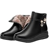 [ＬＳＤＺＷ] レザー調 ウインターブーツ レディース 厚底 靴 スノーブーツ 23.0cm ムートンブーツ 防寒 防水 裏ボア アンクルブーツ 冬 裏起毛 ファー ローヒール ショートブーツ 大きいサイズ 暖かい 軽い 痛くない 歩きやすい 黒 滑らない