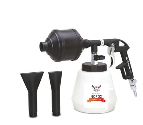 NOFOX Pilot Power FG-17 Foam Gun for Washing and Cleaning Air Assisted Sprayer Air Foam Gun (1 Foam Gun, 1, Extension, 1 Container) (Plastic, Easy Grip, Adjusted)| Black and White I 1 Set