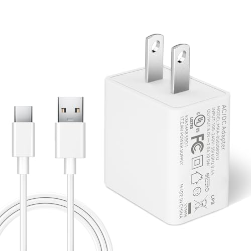 DC 5V 2A 10W USB Wall Charger with 10ft/3M USB C Cable, AC...