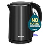 COSORI Stainless Steel Electric Kettle, 1500W Fast Boiling Water, Auto Shut-Off & Boil-Dry Protection, Cordless,1.5L Wide-Open Lid Electric Tea Kettle, Double Wall, Black