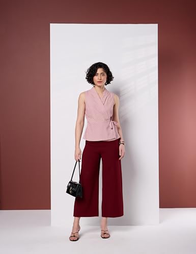 Image of Symbol Premium Women's Polyester Solid Sleeveless Wrap Top (Regular Fit | Desk-to-Dinner) (Available in Plus Sizes)