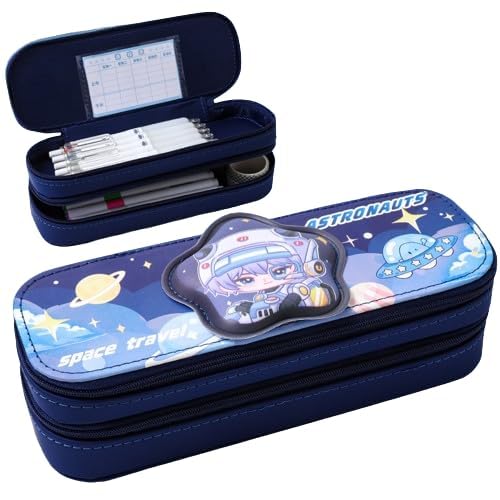 Image of DEOXY Double Layer 3D Cute Aesthetic Pencil Case for Girls - Large Capacity Multifunctional Stationery Organizer for School (astronut)