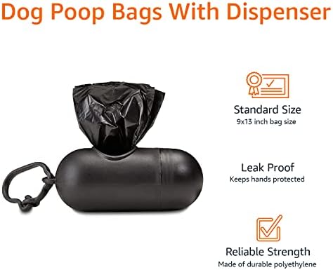 Amazon Basics Dog Poop Bags with Dispenser, 600 Count, Enhanced for Guaranteed Leakproof, Unscented, Includes Leash Clip - 3
