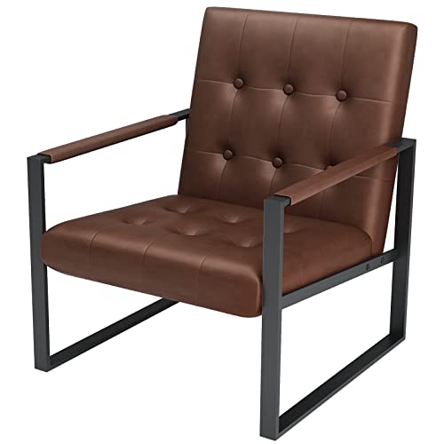 Awqm Leather Accent Chair, With Arm, Brown #TOP6