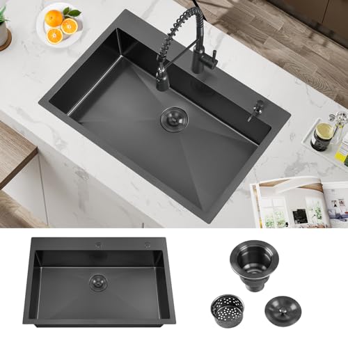 ATTOP 33 Inch Nano Black Single Sink