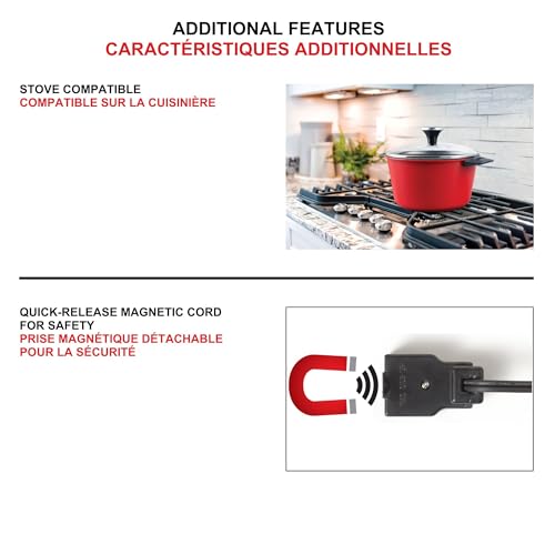 Starfrit The Rock Electric Fondue 13PC Set - 3L - Nestable Components - Quick Release Magnetic Cord - 1500W - Thumbnail 4